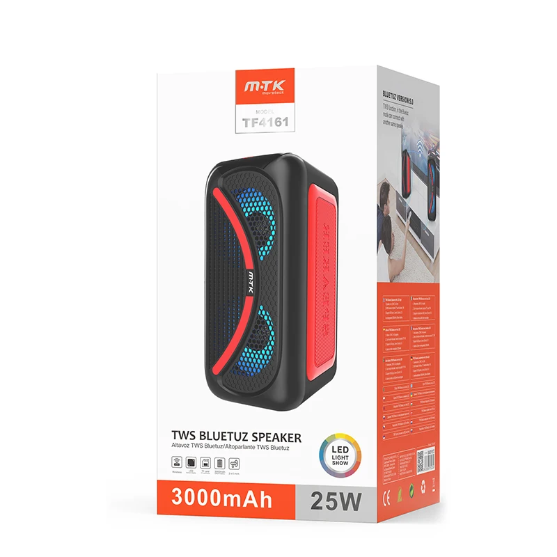 
Best Outdoor HIFI Wireless BT Speaker Support BT 5.0 TF card FM Radio AUX USB & Mic Full Range Speaker 