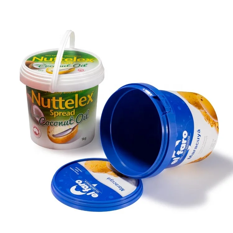 
Manufacturers custom logo 1000ML round iml packaging plastic ice cream containers with handle 