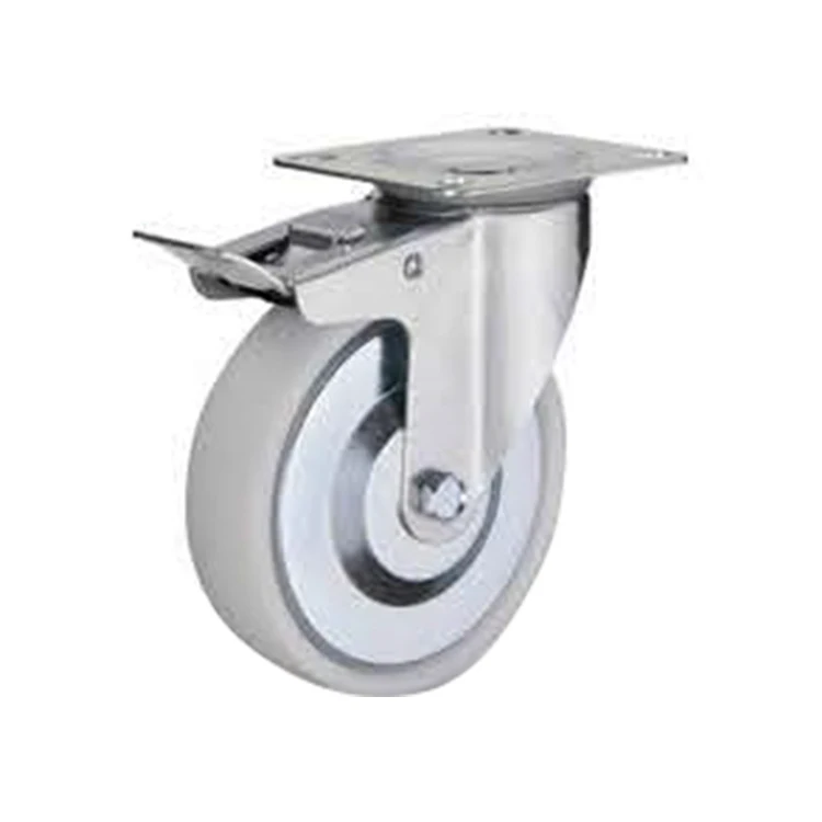 Industrial Swivel Caster Wheels Plastic Plate Casters With Double Brake 11075PB 11080PB 11100PB 11125PB 11160PB 11200PB
