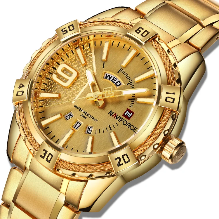 NAVIFORCE 9117S Fashion Men Watch Elegant Stainless Steel Wire Bezel Men Sports Watch Waterproof