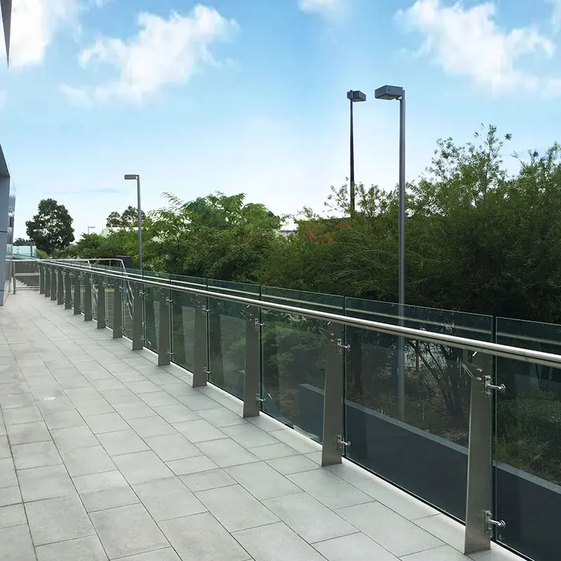 Customized Modern Style Stainless Steel Stair Ramp Handrail Tempered Glass Panel Railing Glass balustrade System