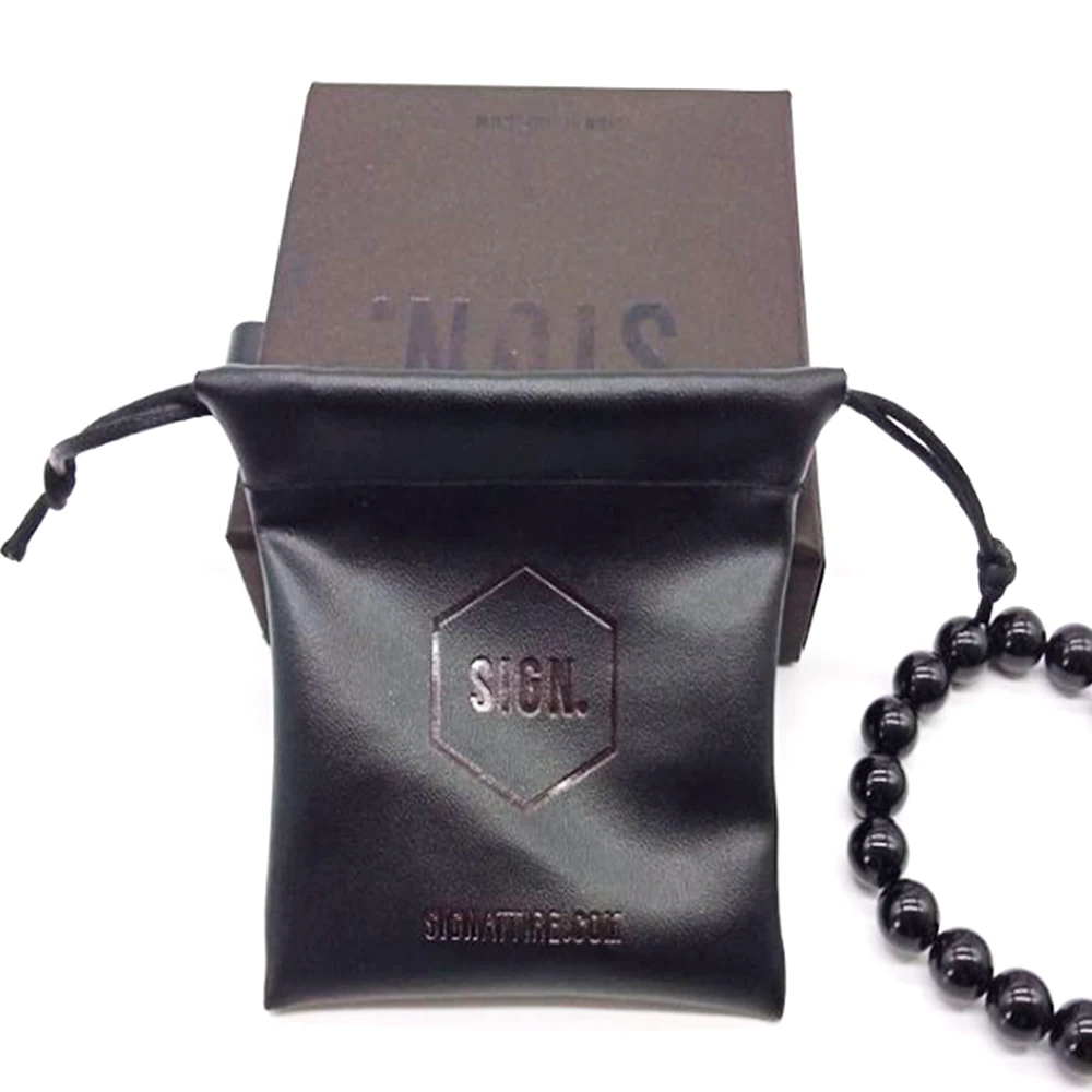 
custom drawstring gift jewellery packaging small leather jewelry pouch bag with logo 