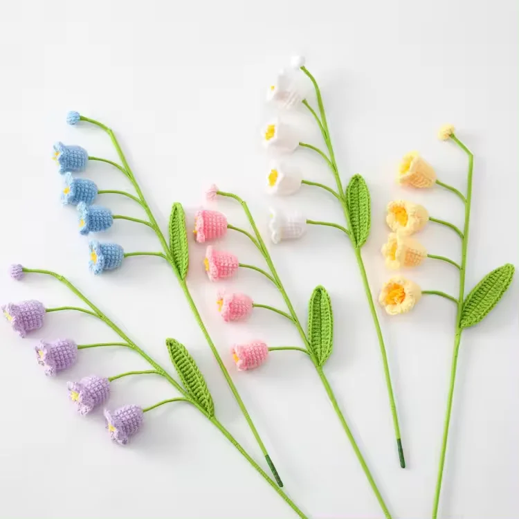 Цветы ручной работы вязаные цветы крючком искусственные букет для подарка на День учителя