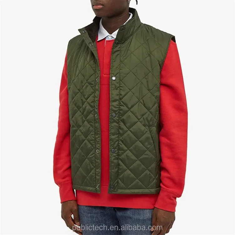 Custom two side pockets lightweight windbreaker quilted liner vest for men