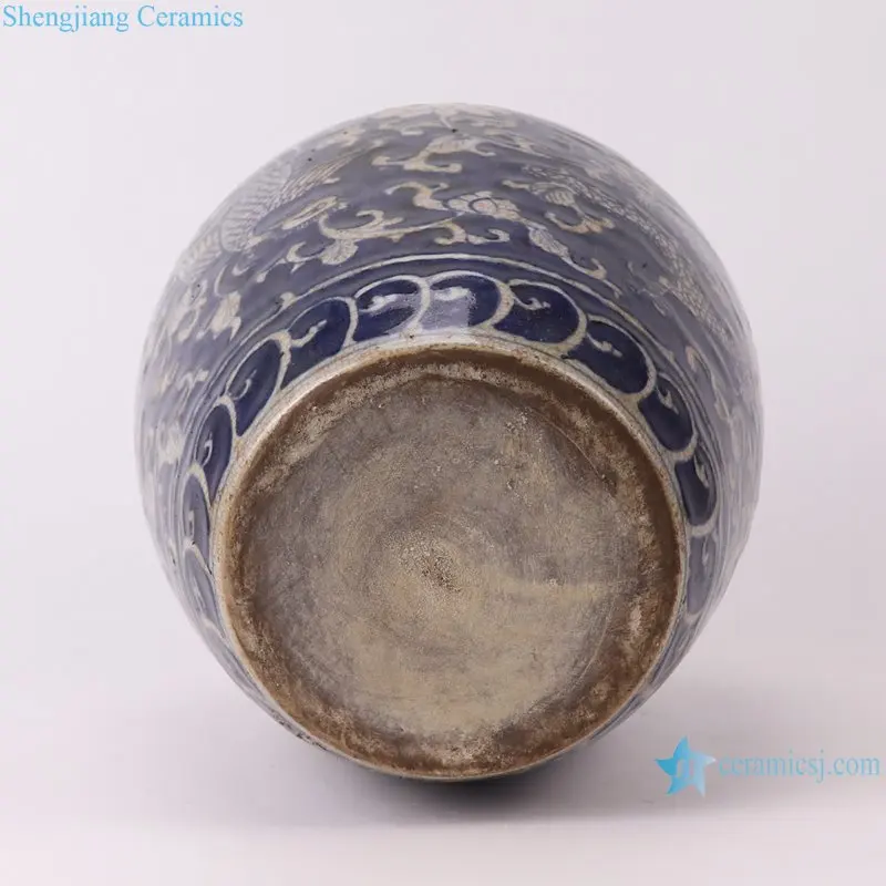 RZTL15-A Antique blue dragon lotus pattern porcelain pots vase hand-painted ceramic vase