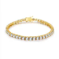 wholesale women dainty sparkle round diamond 925 sterling silver tennis bracelet