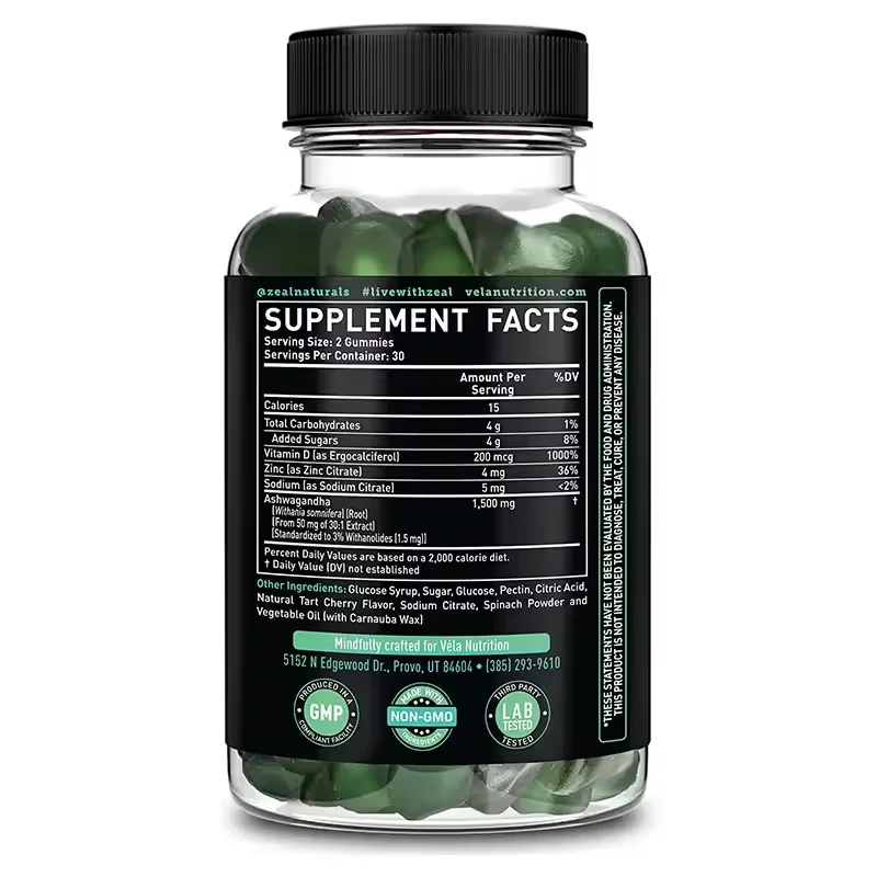 Custom Well Sleep Energy Booster Calming Stress Relief Health Care Supplement Ashwagandha Gummies