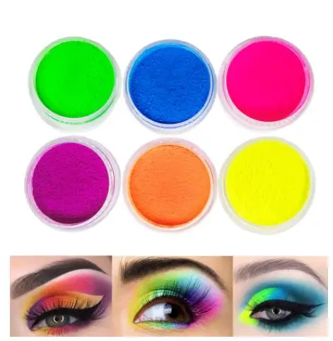 Neon Powder Pigments Eyeshadow Palette Bright Eye Shadow Palette Fluorescent Matte Mica Dye Luminous Colorant Body Makeup Set