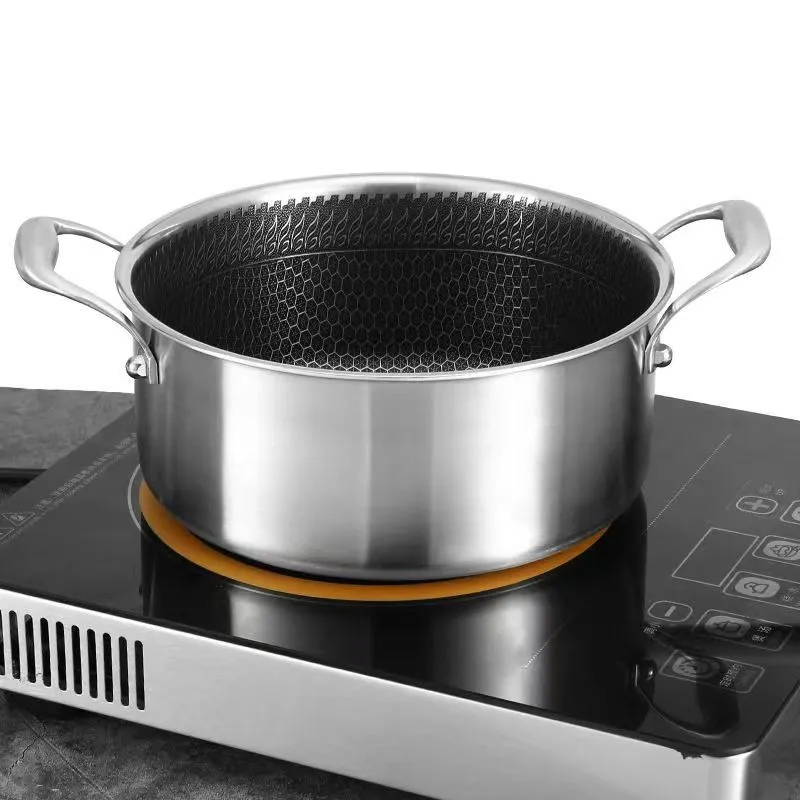 Fashion Stainless Steel Double Short Handle Soup Pot Set with Steamer