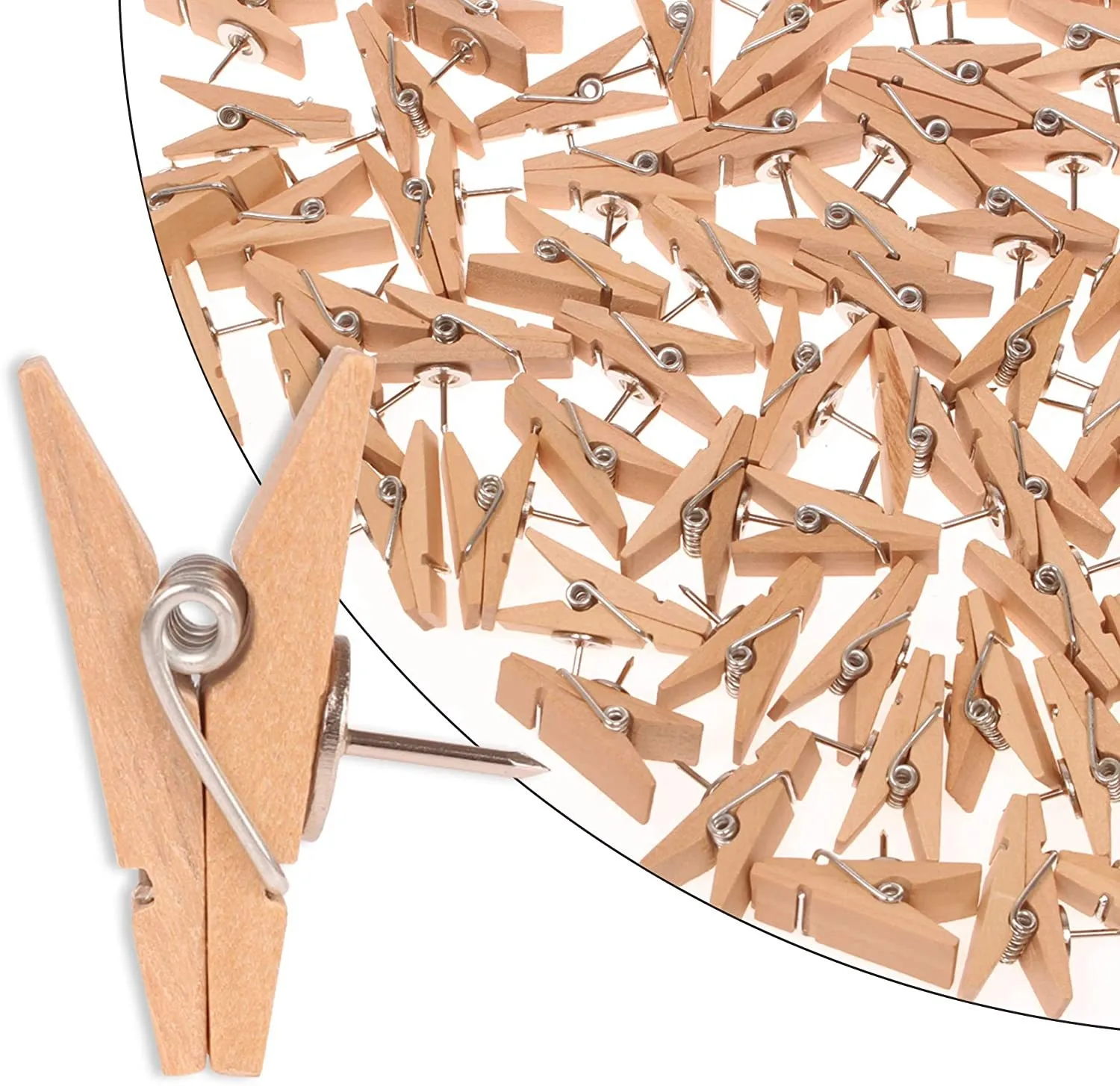 Factory 35mm Decorate Wooden Drawing Clips Paper Clip Wood clamp pins Wooden Thumbtack Pushpins