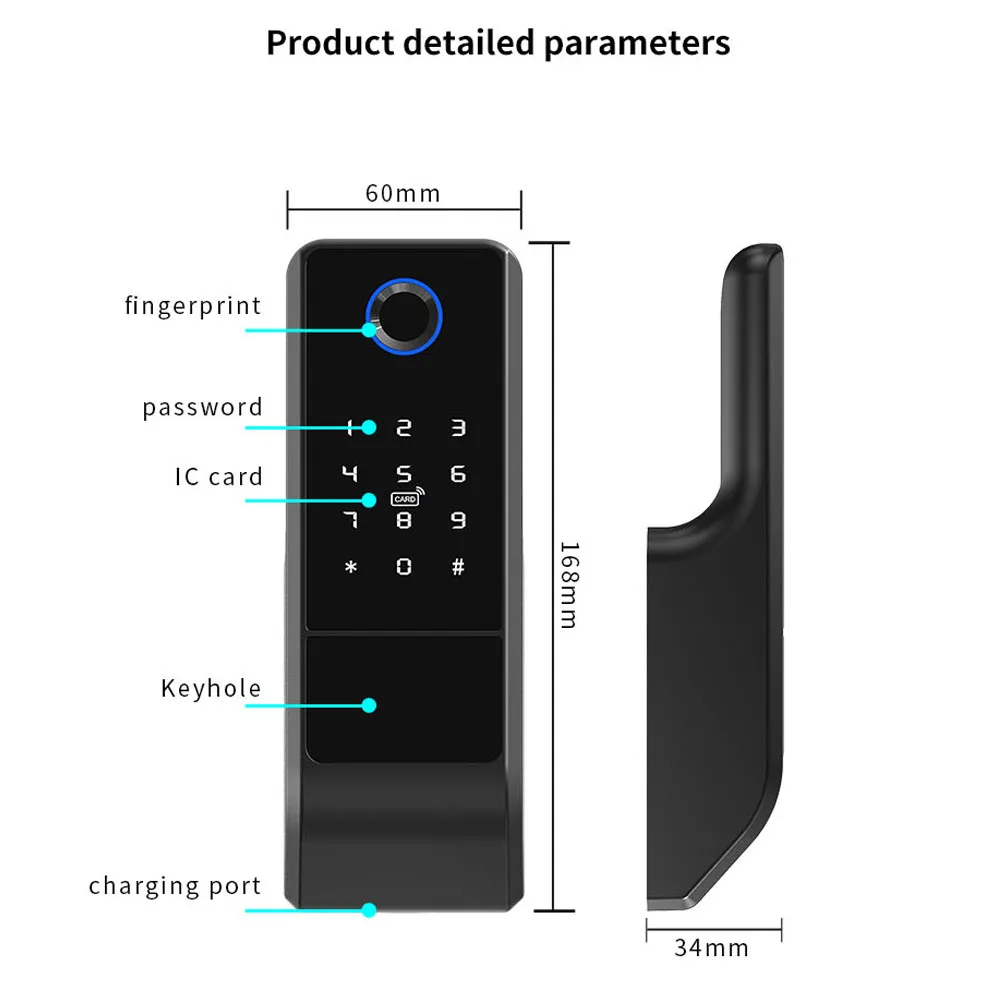 WiFi Tuya Smart Life App Electric Digital Fingerprint Rim Door Lock For Outdoor Gate Entrance Door