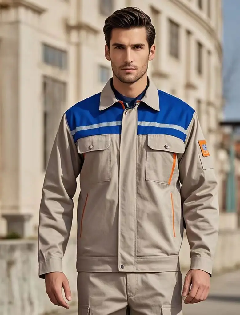 New Style CVC Anti-Static Workwear Suit with Yellow Orange Green Reflective tape