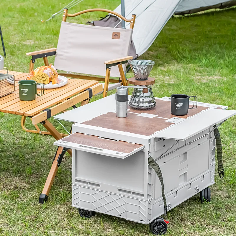 New Storage Trolley Picnic Table 3-in-1 Folding Trolley Climbing Universal Wheels Plastic Folding Camping Trolley cart