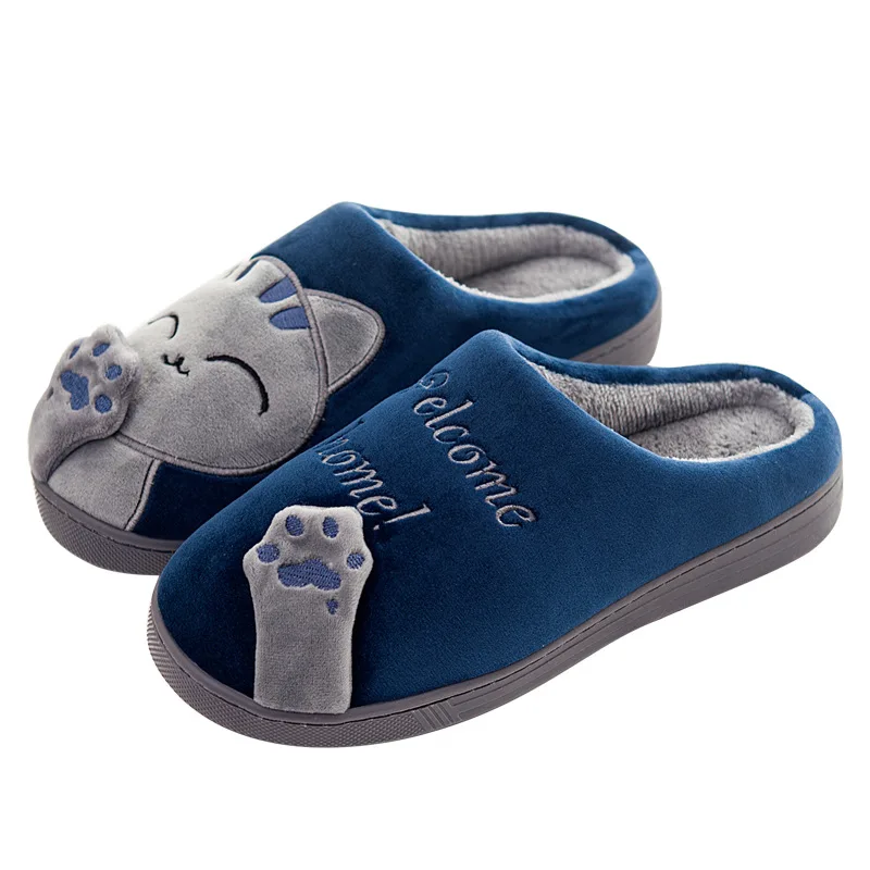 Dropshipping Women Winter Home Slippers Cartoon Cat Shoes Soft Warm House Slippers Indoor Bedroom Slippers Couples upgrade