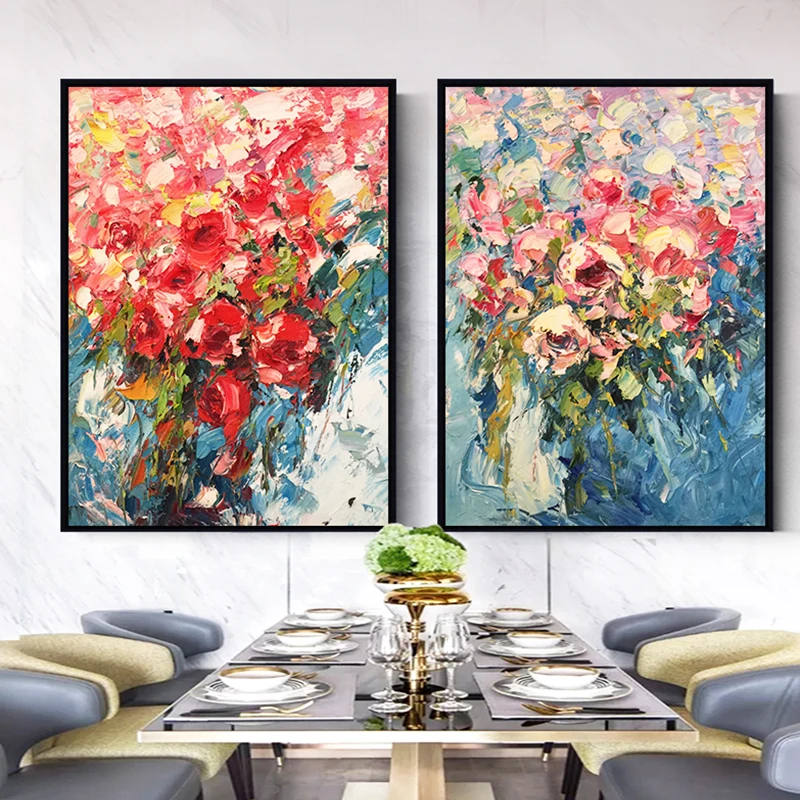 100% Hand Painted Living Room Home Decor Gift Abstract Flower Colorful modern decoration flower oil painting big size