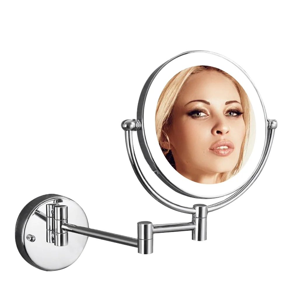 Factory Wholesale Led Cosmetic Mirror Double Sides Lighted Shower Shaving Mirror With Holder Bathroom Suction Cup Mirror