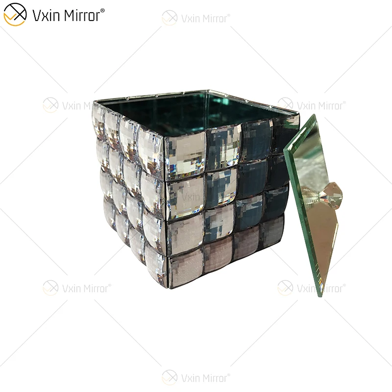 factory supply sets furniture WXML-004 two colors silver brown mirrored tray with Jewelry box wall decor