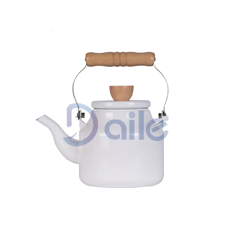 Daile 1.5L enamel water kettle with wooden handle stainless steel enamel kettle