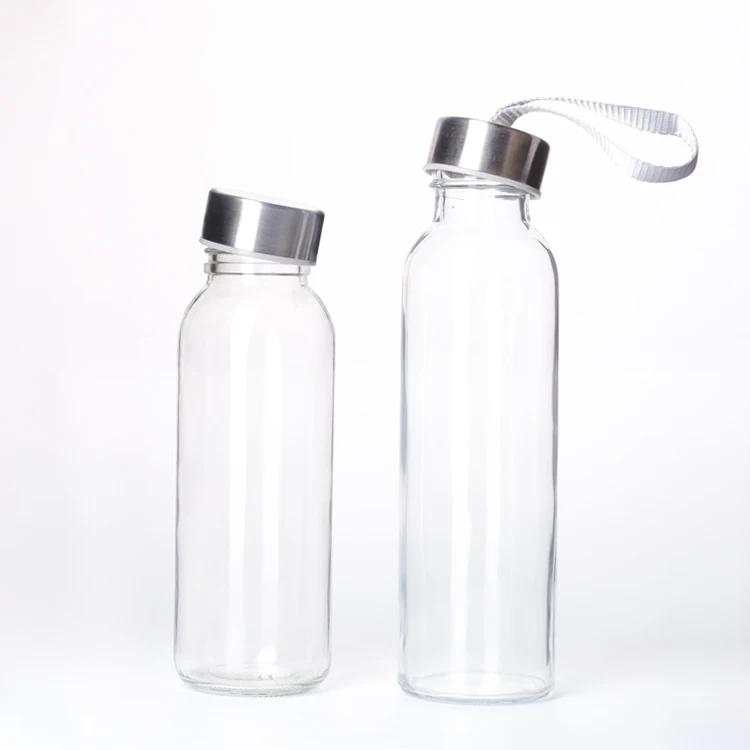 Custom Size Logo Style Drinking Sports Glass Water Bottle With Cloth Sleeve Pouch