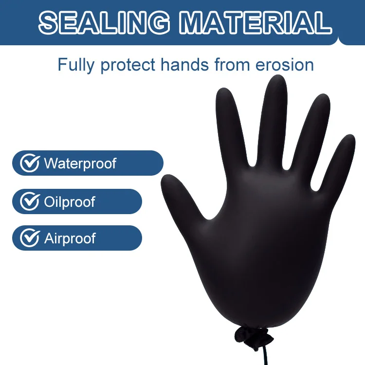 XINGYU CE 4Mil 5Mil 6Mil  Disposable Nitrile  Glove Black Work  Examination   Powder Free Disposable Nitrile Gloves