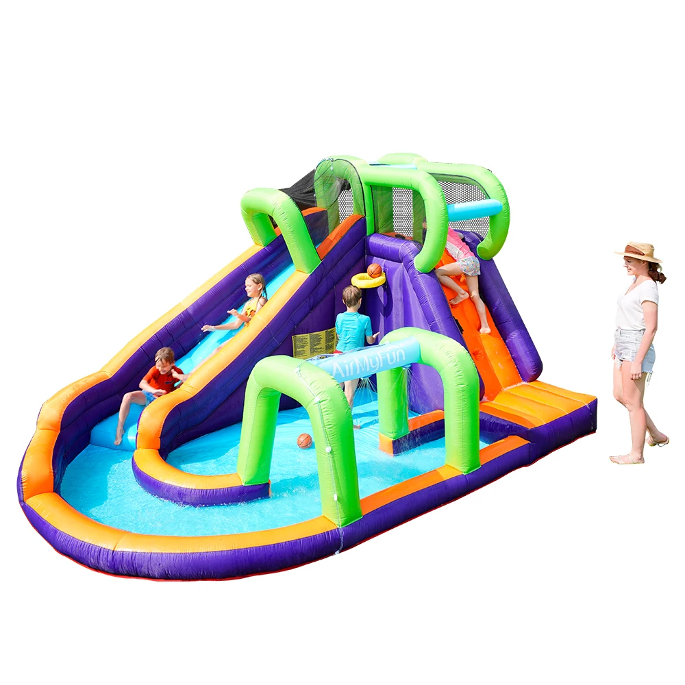 Fashion in summer Factory bouncing spiderman inflatable castle with slide pool