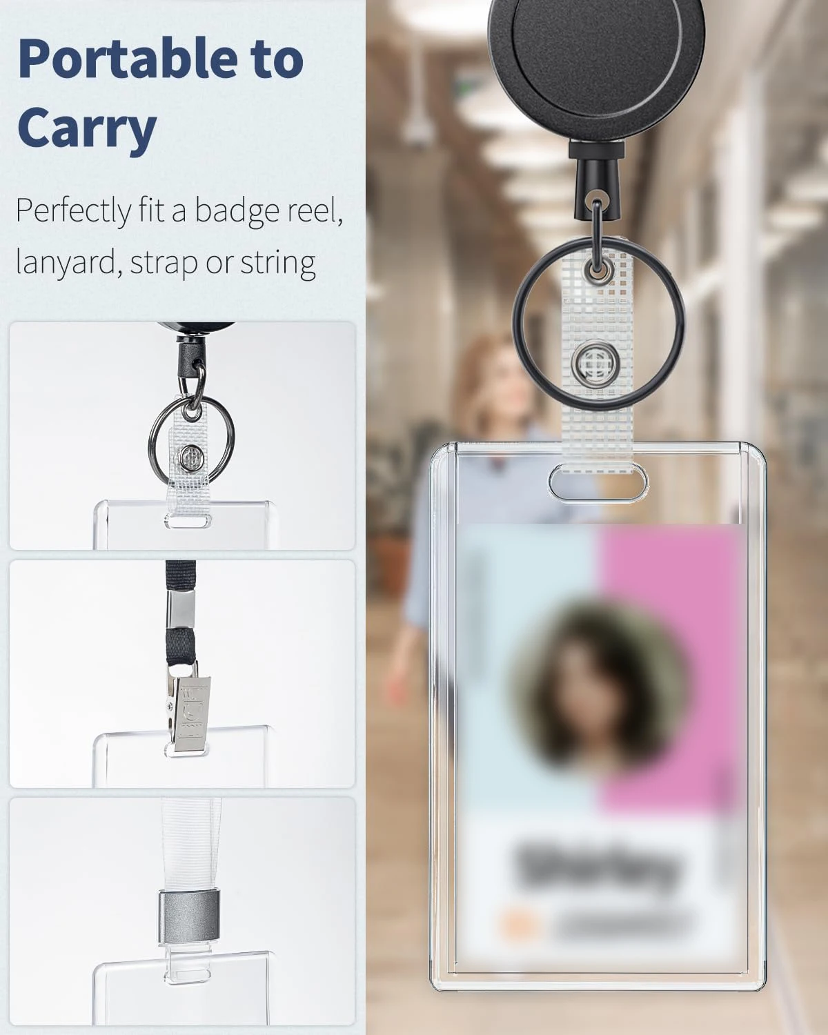 Sliding Badge Holder Clear Card Case Hard Plastic Card Protector Pouch For Office School Id Credit Card Driver License Pass