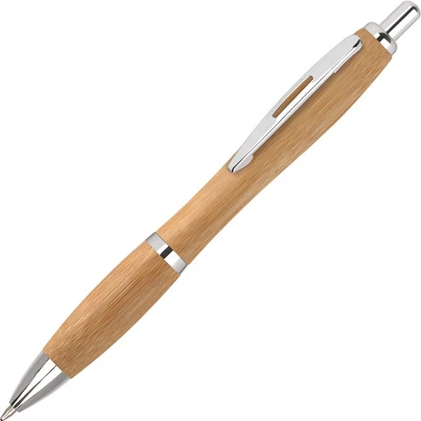 Eco Green Promo Products Item Recyle Bamboo Wood Curvy Viva Ballpoint Pen with Laser Engraved logo