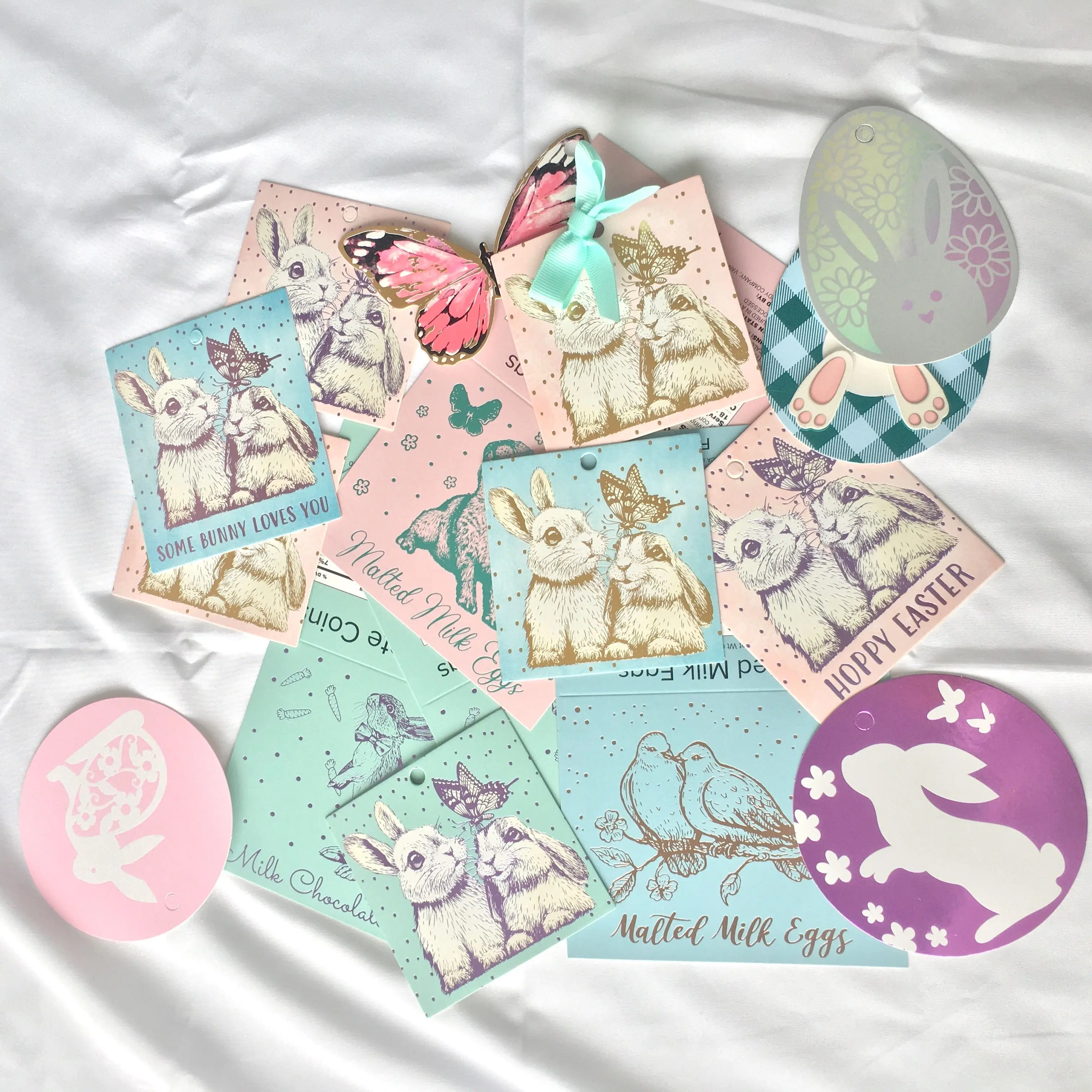 Custom  gold stamping Garden  Easter Greeting Card Japanese  paper craft card  pattern Bunny card