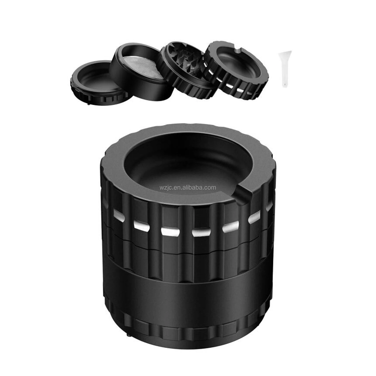 
JC9026 63mm 4parts ashtray lid aluminum grinder herb grinder aluminum herbal grinder with removable screen and quick lock 