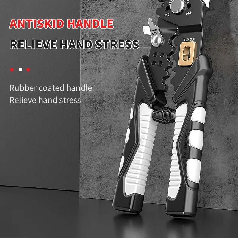 Multifunctional stainless steel wire stripping pliers electrician wire stripping, wire pressing, wire winding and shearing tube