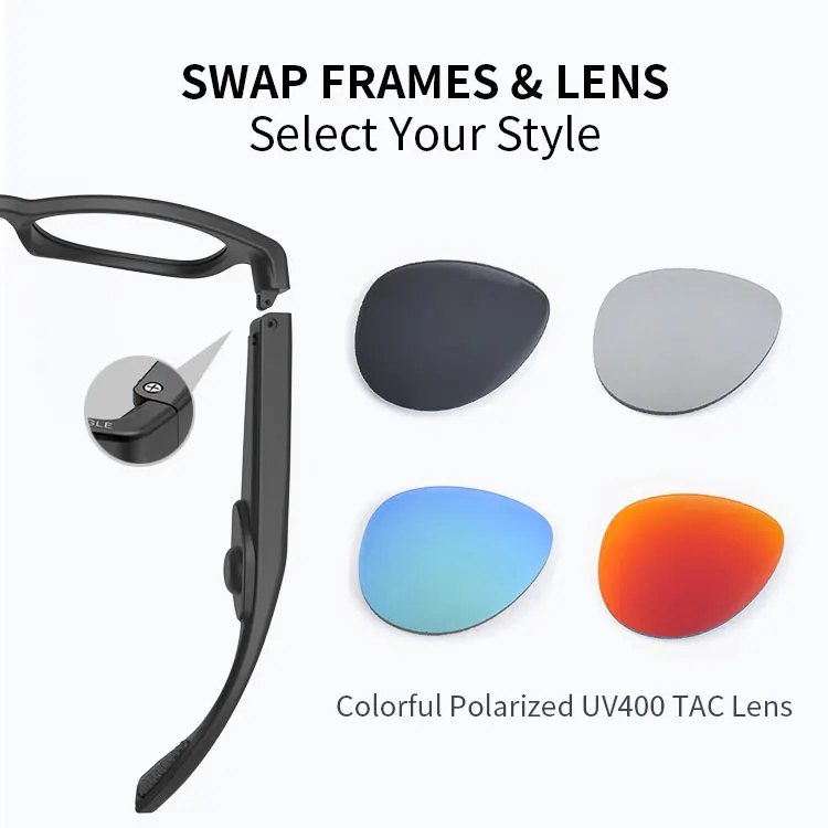 2019 new product Bone Conduction Bluetooth Smart Sport Sunglasses Wireless Stereo Music Sunglasses bone-conduction technology