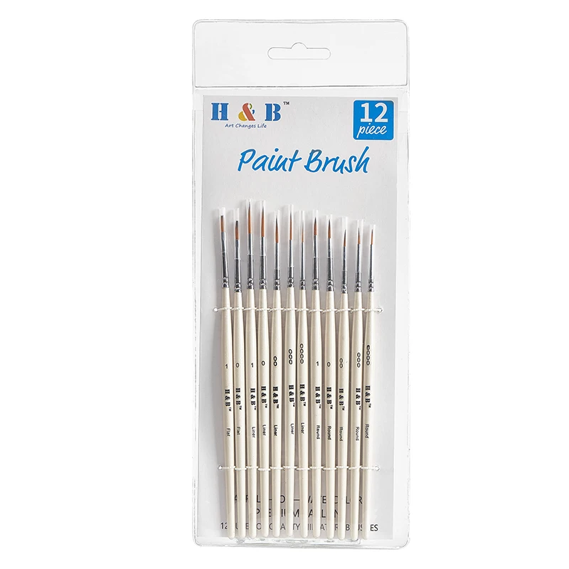 wholesale 12 miniature synthetic nylon kids artist oil paint brush