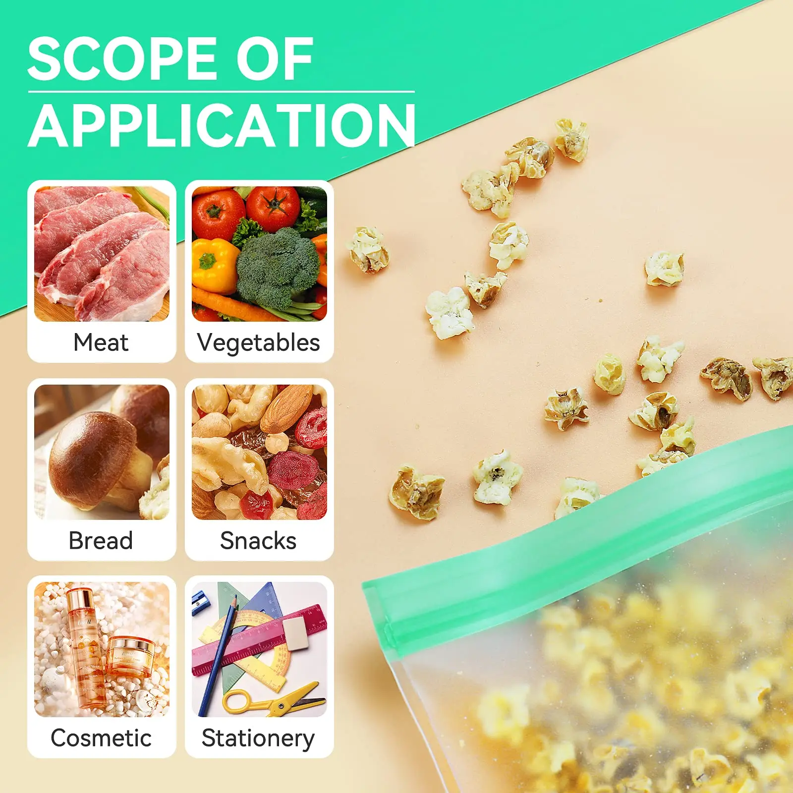 Free Sample Leakproof Zipper Freezer Bag Reusable PEVA Sandwich Snacks Storage Bags For Fruits Vegetables Meat Liquid Lunch