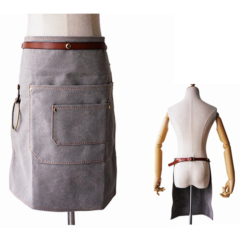 Multifunction cotton fabric soft breathable reusable half body canvas apron
