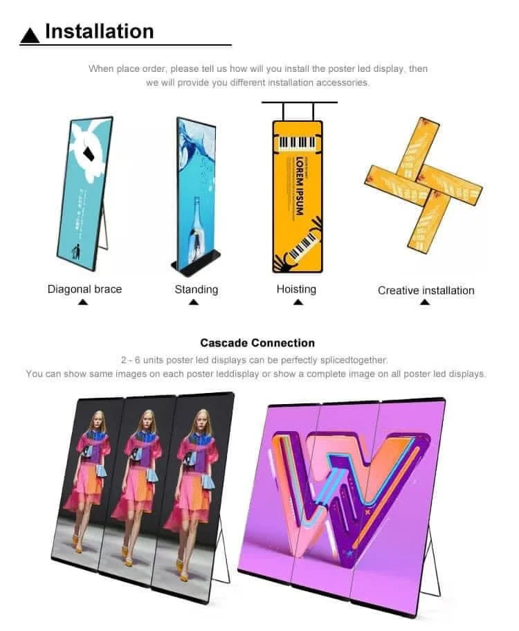 USER Led Poster Display Commercial Service Equipment / Digital Signage / Digital Signage and Displays