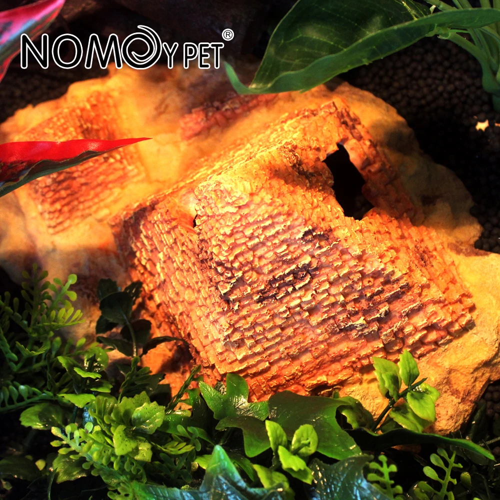NOMOYPET High Quality Small Size Resin Tree Hole Reptile Hide Shelter for Lizard Chameleon Hamster