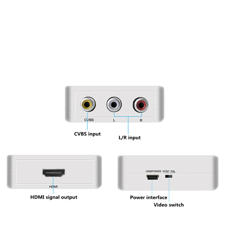 AVtoHD converter MINIrcas Three-color wire converter Black and white head