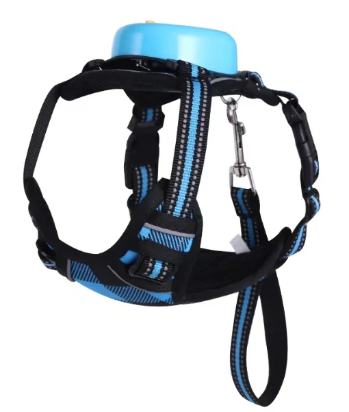 All-In-One Auto-Lock Dog Harness with No-Pull Control & Built-In Retractable Nylon Leash Hybrid Print Harness Leash Set Lights