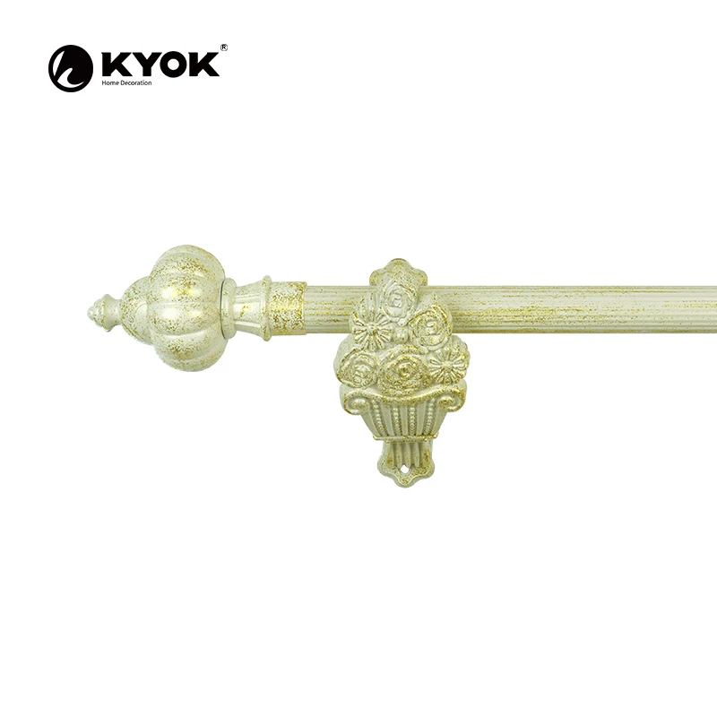 Good Quality Aluminium Decoration Pipe Ball Shaped Finials Metal stainless Silver Curtain Pole With Bracket For Home Or Hotel