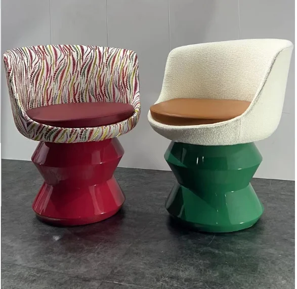 Italian designer glass fiber luxury printed fabric dining chair  Nordic doll chair