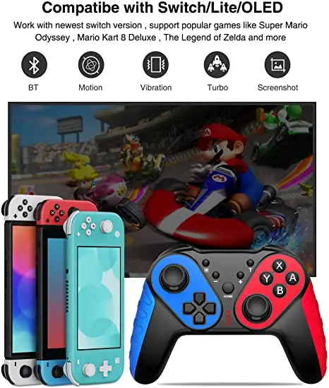 Wireless Gamepad for Nintend Switch Pro Game Controller Dual Vibration Joystick for NS Switch Console Saitake Gamepad