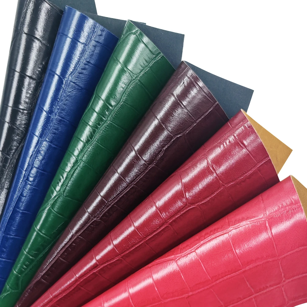 Wholesale Decorative Artificial Fabric Crocodile Embossed PU Faux Leather Foiled Synthetic Leather For Furniture/Bag Accessories