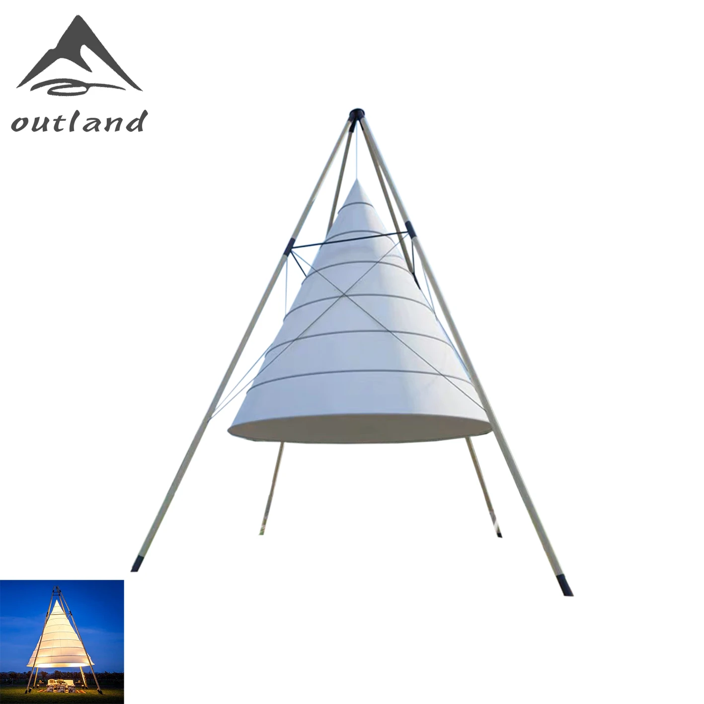 Outdoor hotel hanging aerial picnic large bamboo lantern conical shade tent