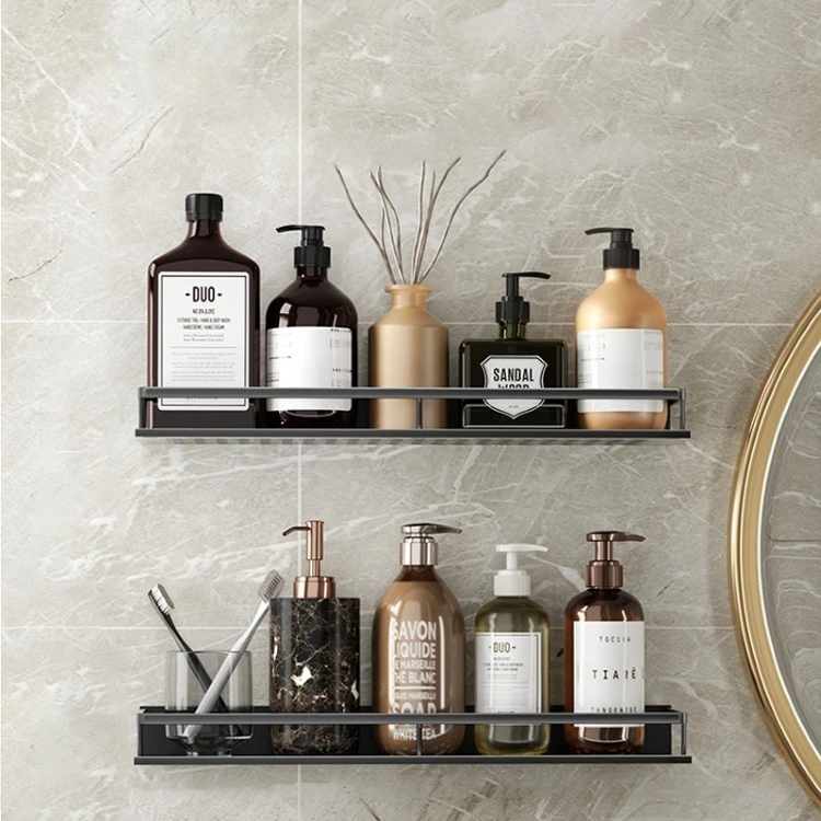 Ermo wall mounted black shower shelf space aluminum bathroom shower caddy