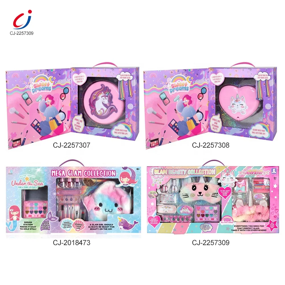 Fashion makeup plastic toy set kids beauty set real makeup nail polish manicure children cosmetic set girl make up toys