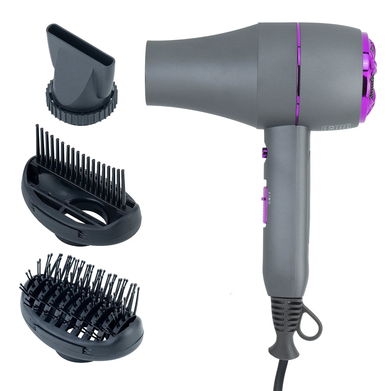 professional AC motor hair blow dryer, with 3 attachments, Secador profesional de cabello de 1800 vatios
