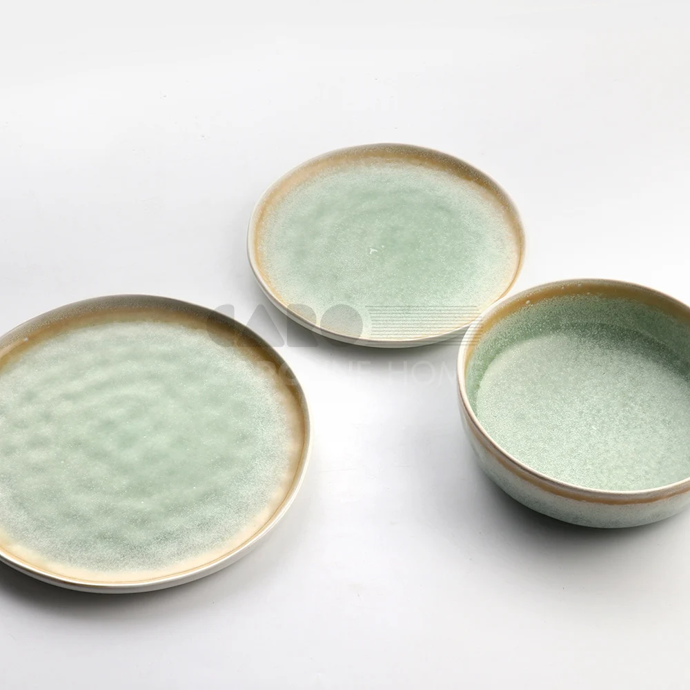 Caroline Design Ceramic Bowl & Plate Set for Dessert Salad Appetizer Small Lunch Microwave Oven Dishwasher Safe