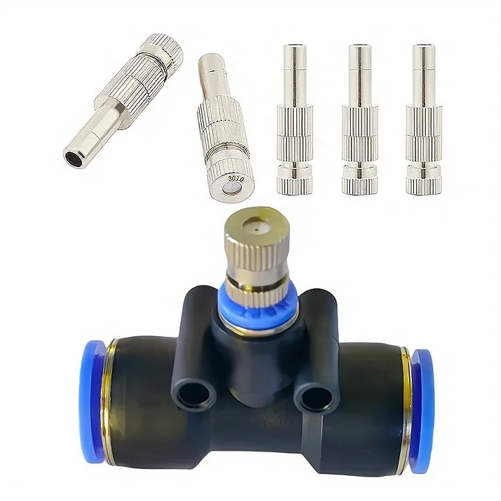 Brass Misting Nozzle Mist Sprayer Fog Water Spray Nozzles Sprayer 1/4 6mm 1/8 8mm for Outdoor Cooling System, Garden