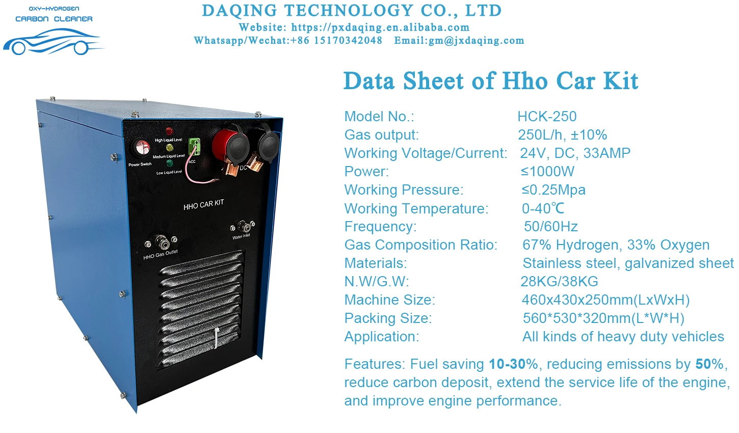 Fuel saver hho generator kit for trucks reduce emissions improve engine power 12v/24v DC