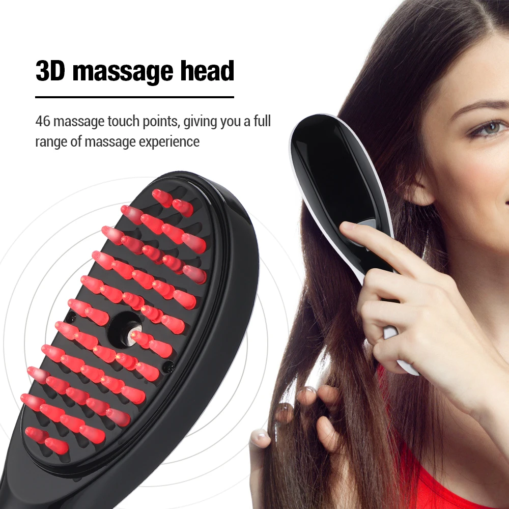 Red Blue Light Therapy Vibration Scalp Massage Brush Negative Ion Spray Hair Growth Massager Electric Massage Comb